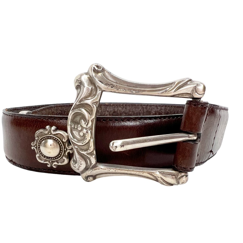 Fossil Women's Belt Brown Leather Concho Small
